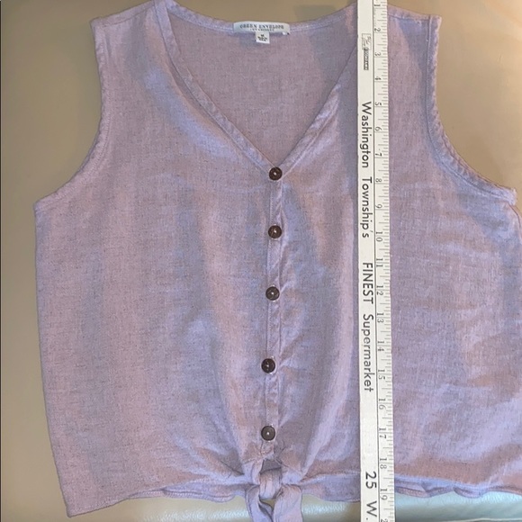 Green Envelope Linen Blend Crop Top - Picture 5 of 7